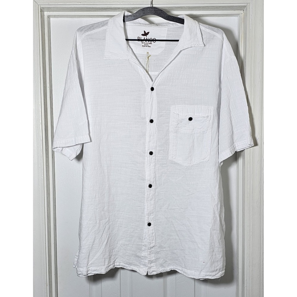 Blanco By Nature Men's Button Down Shirt Size XXXL White‎ Textured Cotton